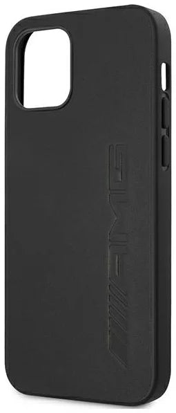 AMG iPhone 12 / iPhone 12 Pro Leather Case - Black with Hot-Stamped Logo