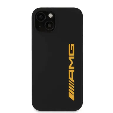 AMG iPhone 13 Hard Case - Silicone with Large Yellow Logo - Black