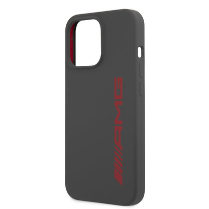 AMG iPhone 13 Pro Hard Case - Silicone with Large Red Logo - Grey