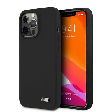 BMW M iPhone 13 Pro Max Hard Case - Silicone with Metal Logo - Black
