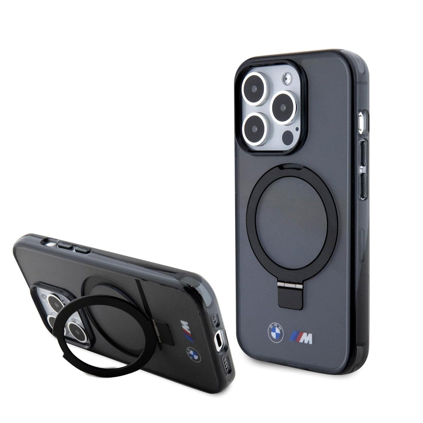 BMW iPhone 15 Pro MagSafe Hard Case - IML Ring Stand - Black