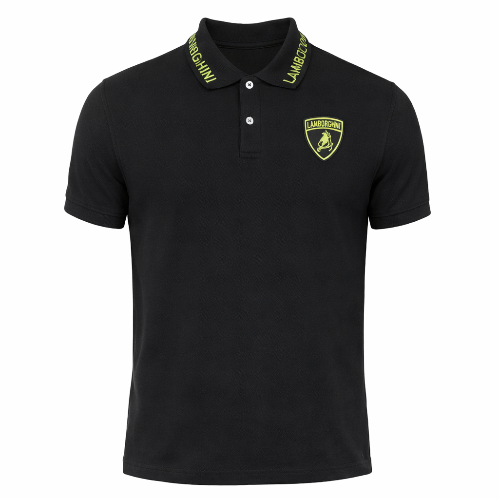 Lamborghini Men's Green Shield Polo Black-Fanwear