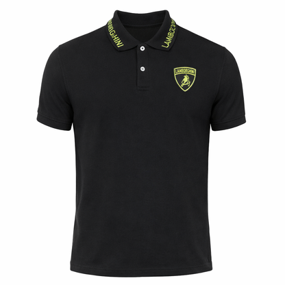 Lamborghini Men's Green Shield Polo Black-Fanwear