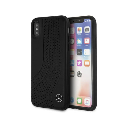 Mercedes iPhone X Hard Case - Leather New Bow II - Black
