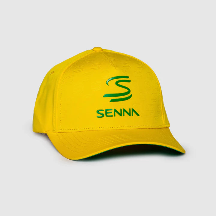 Ayrton Senna Debossed Curved Peak Cap Yellow - Fanwear