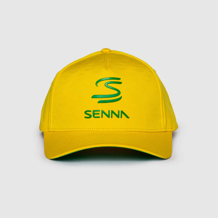 Ayrton Senna Debossed Curved Peak Cap Yellow - Fanwear