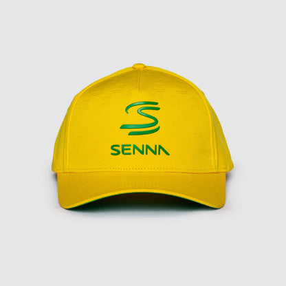 Ayrton Senna Debossed Curved Peak Cap Yellow - Fanwear