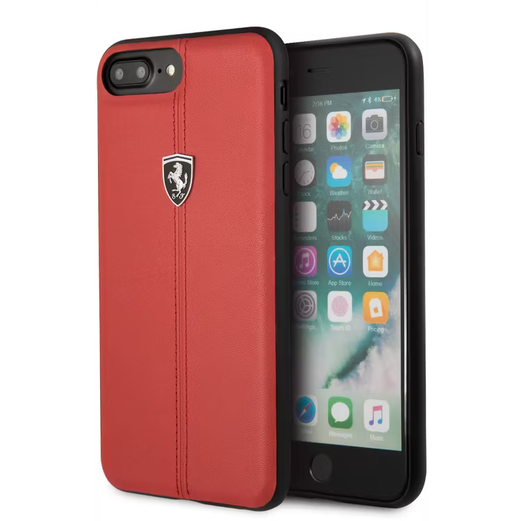 Ferrari iPhone 8 Plus Hard Case - Heritage with Vertical Contrast Stripe - Red