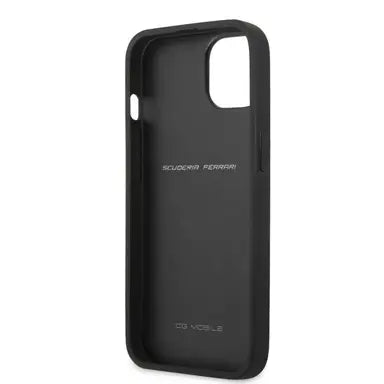 Ferrari iPhone 13 Hard Case - PU Carbon with Italy Flag Line - Black