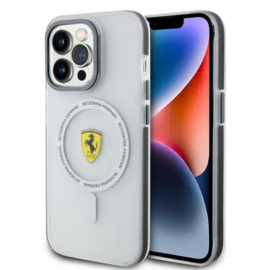 Ferrari iPhone 15 Pro MagSafe Hard Case - Contrast Bumper with SF Ring - Black
