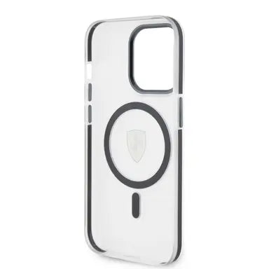 Ferrari iPhone 15 Pro MagSafe Hard Case - Contrast Bumper with SF Ring - Black