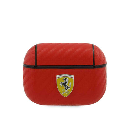 Ferrari AirPods Pro Case - PC PU Carbon with Yellow Logo - Red