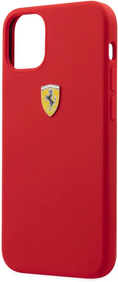 Ferrari iPhone 12 / 12 Pro Hard Case - On Track TPU Silicone with Metal Logo - Red