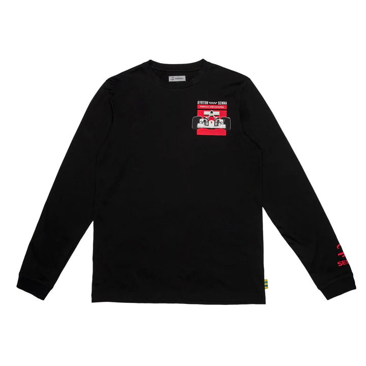 Ayrton Senna Formula 1 Long Sleeve T-shirt Black - Fanwear