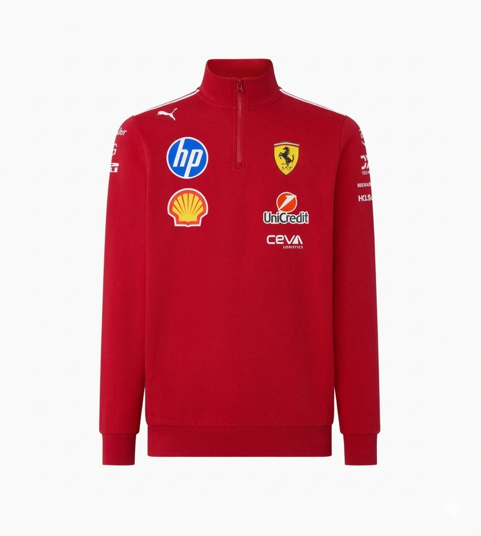 Scuderia Ferrari Men's Team 1/4 Zip Sweat Dark Cherry 2025-RP Teamwear