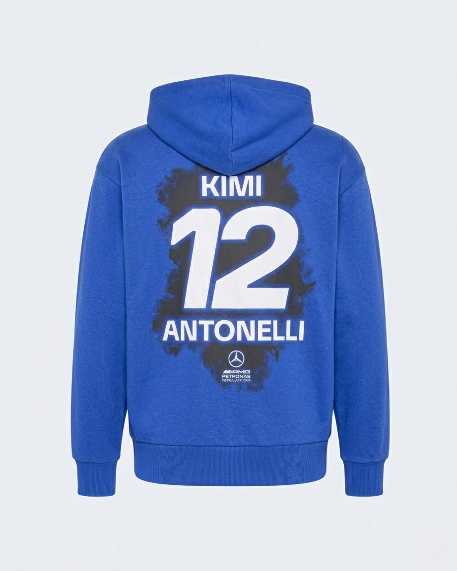 Mercedes-AMG Petronas Formula 1 Team Men's Kimi Antonelli Neon Hoodie Bold Blue 2026 - Fanwear