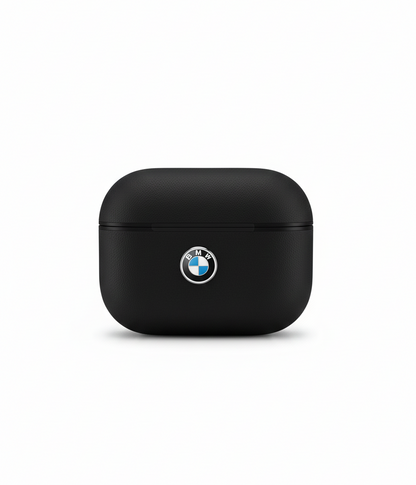 BMW AirPods Pro Leather Case - Black with Silver Metal Logo