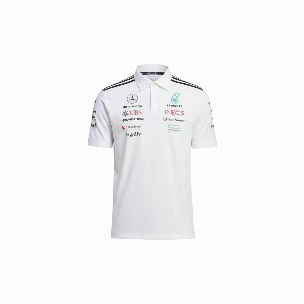 Mercedes Men's Team Polo White 2025-RP Teamwear