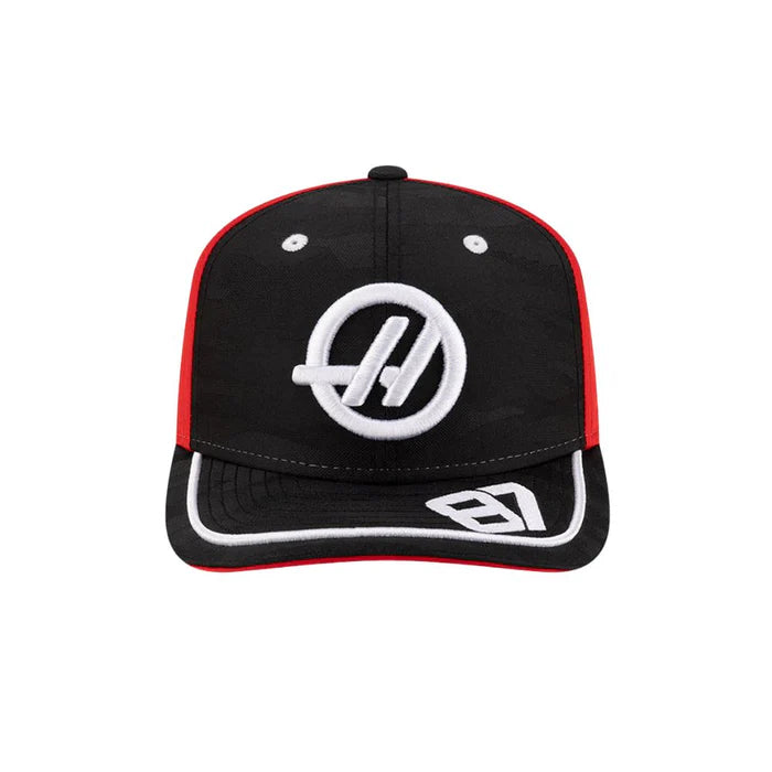 Haas F1 oliver Bearman Camo Stretch Snap Black Sca Cap 2025-RP Teamwear
