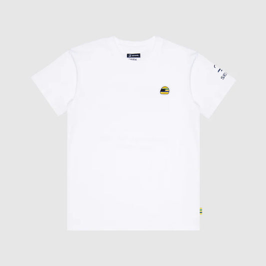 Ayrton Senna Men's Helmet T-shirt White 2026 - Fanwear