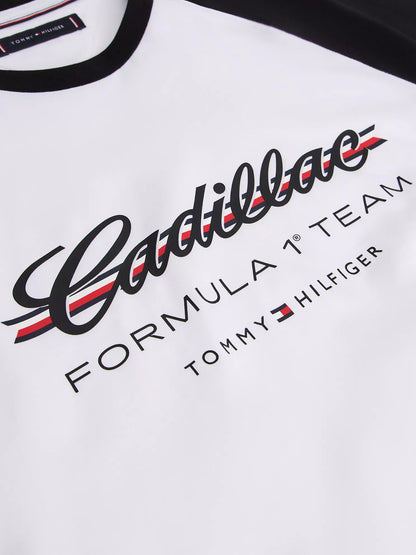 Cadillac F1 Team x Tommy Hilfiger Men's Script Raglan T-shirt Bright White 2026 - Fanwear