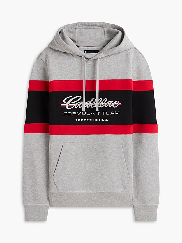 Cadillac F1 Team x Tommy Hilfiger Men's Panelled Scripd Hoodie Grey 2026 - Fanwear