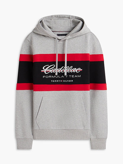 Cadillac F1 Team x Tommy Hilfiger Men's Panelled Scripd Hoodie Grey 2026 - Fanwear