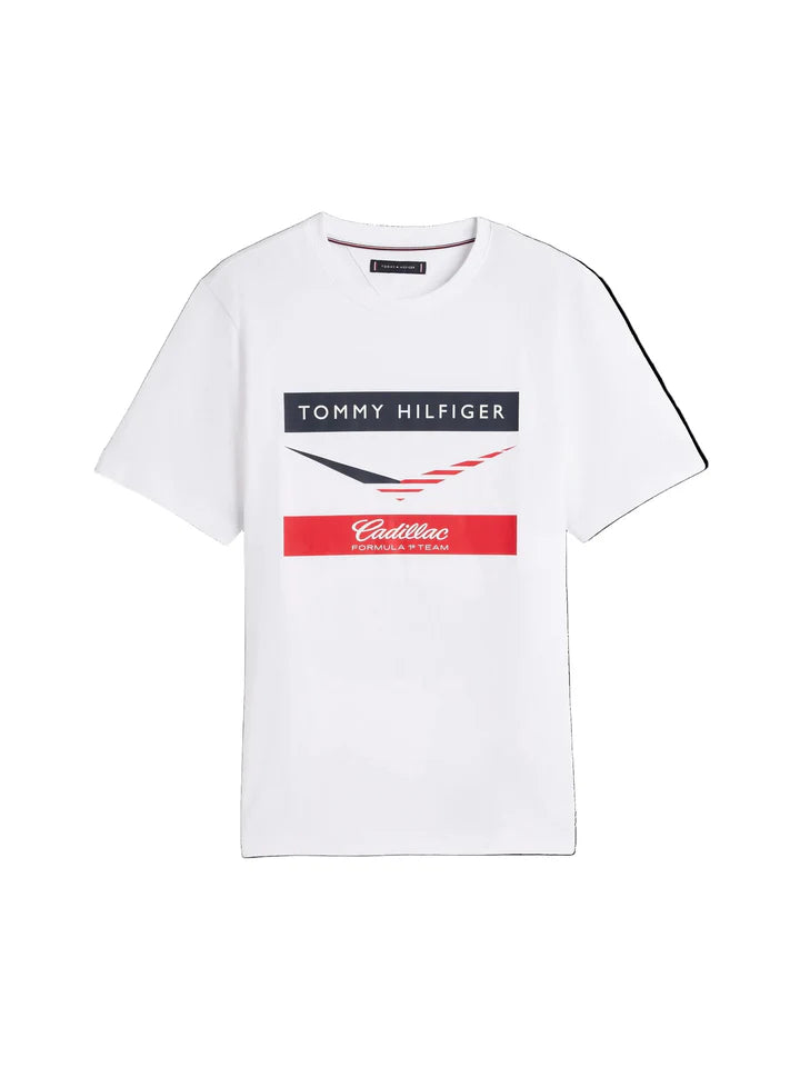Cadillac F1 Team x Tommy Hilfiger Men's Chevron T-Shirt Bright White 2026 - Fanwear