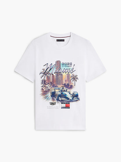 Cadillac Men's Miami Graphic T-shirt White 2026 - Fanwear