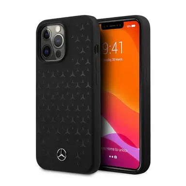 Mercedes-Benz iPhone 13 Pro Hard Case - Silicone with Stars Pattern - Black