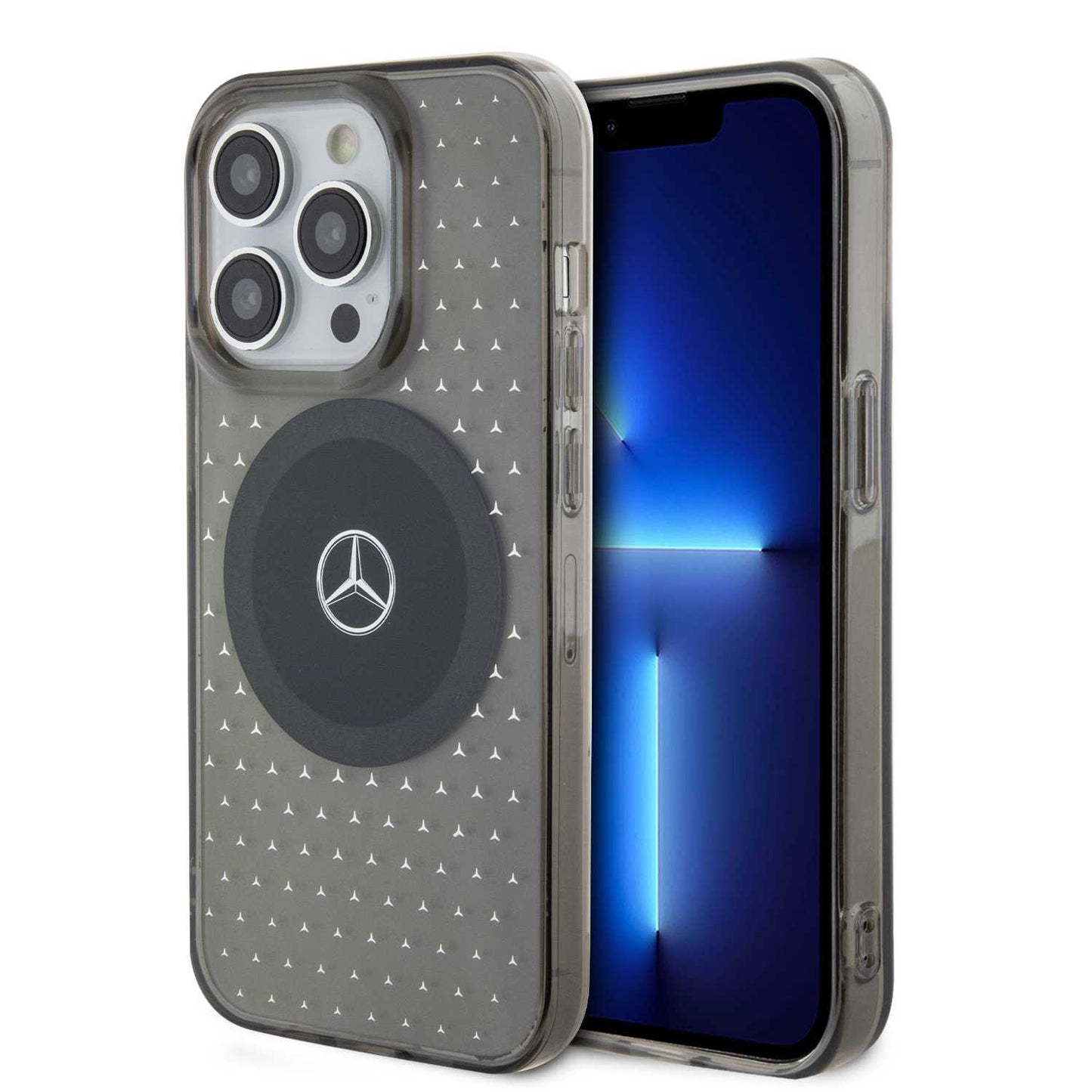 Mercedes-Benz iPhone 15 Pro MagSafe Case - Transparent with Star Pattern - Black