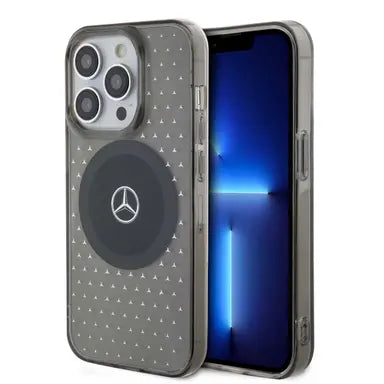 Mercedes-Benz iPhone 15 Pro Max MagSafe Case - Transparent with Star Pattern - Black