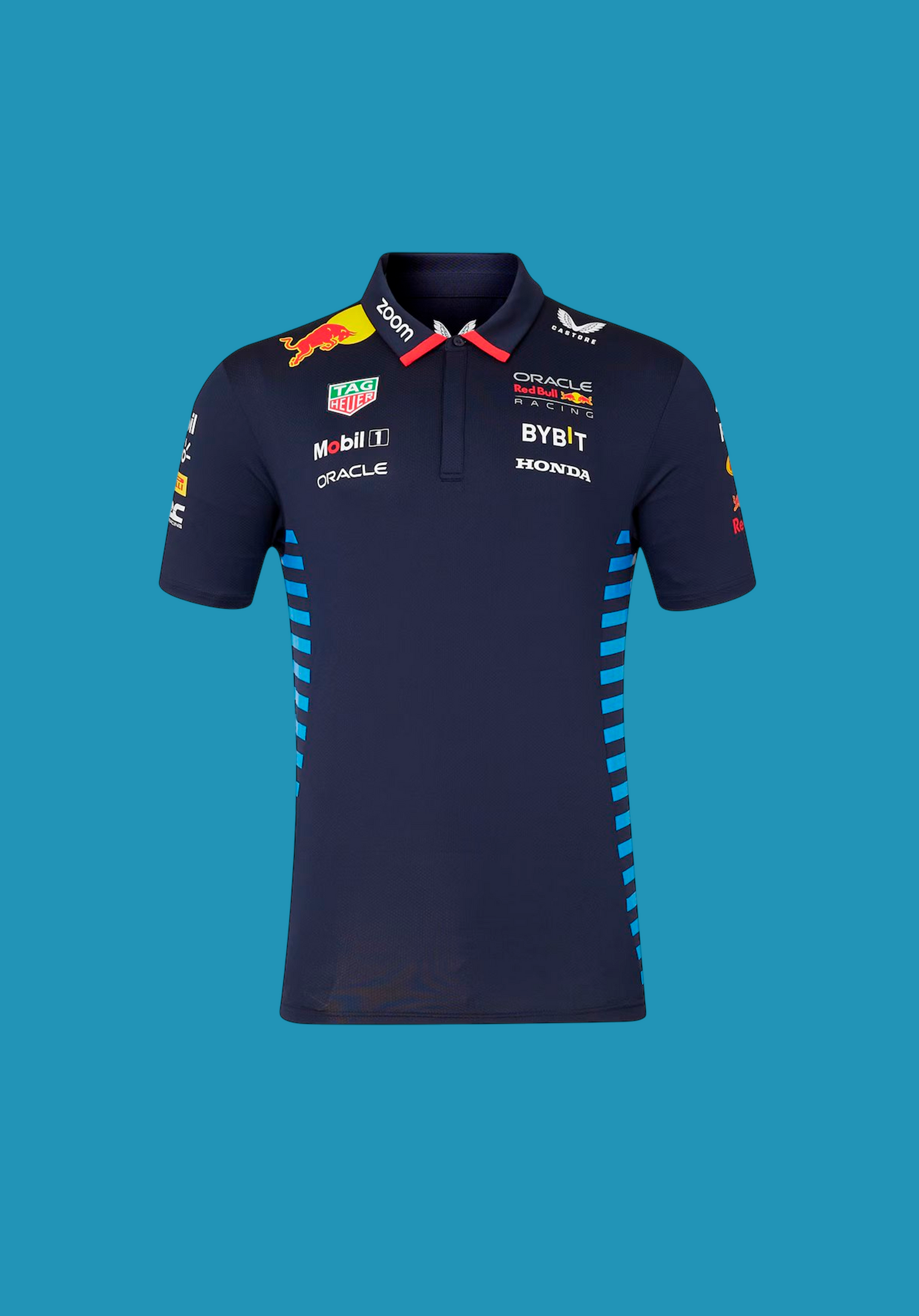 Oracle Red Bull Racing Formula 1 team polo shirt with official sponsor logos