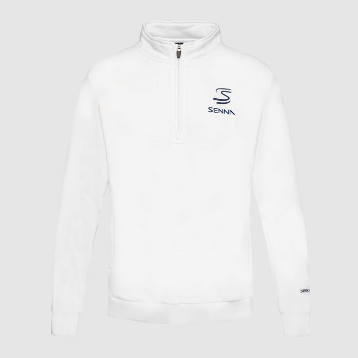 Ayrton Senna Men's Legacy Fleece 1/4 Zip White 2025-Fanwear