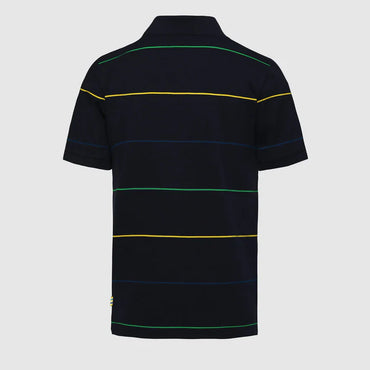 Ayrton Senna Men's Stripe Cotton Polo Navy 2025-Fanwear