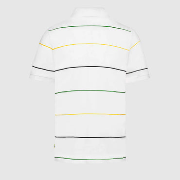 Ayrton Senna Men's Stripe Cotton Polo White 2025-Fanwear