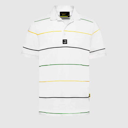 Ayrton Senna Men's Stripe Cotton Polo White 2025-Fanwear