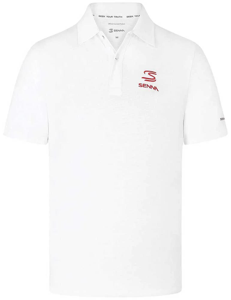 Ayrton Senna Men's Logo Polo Bright White 2024-Fanwear