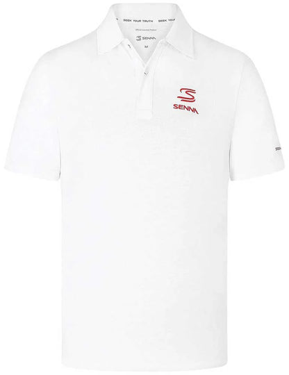 Ayrton Senna Men's Logo Polo Bright White 2024-Fanwear