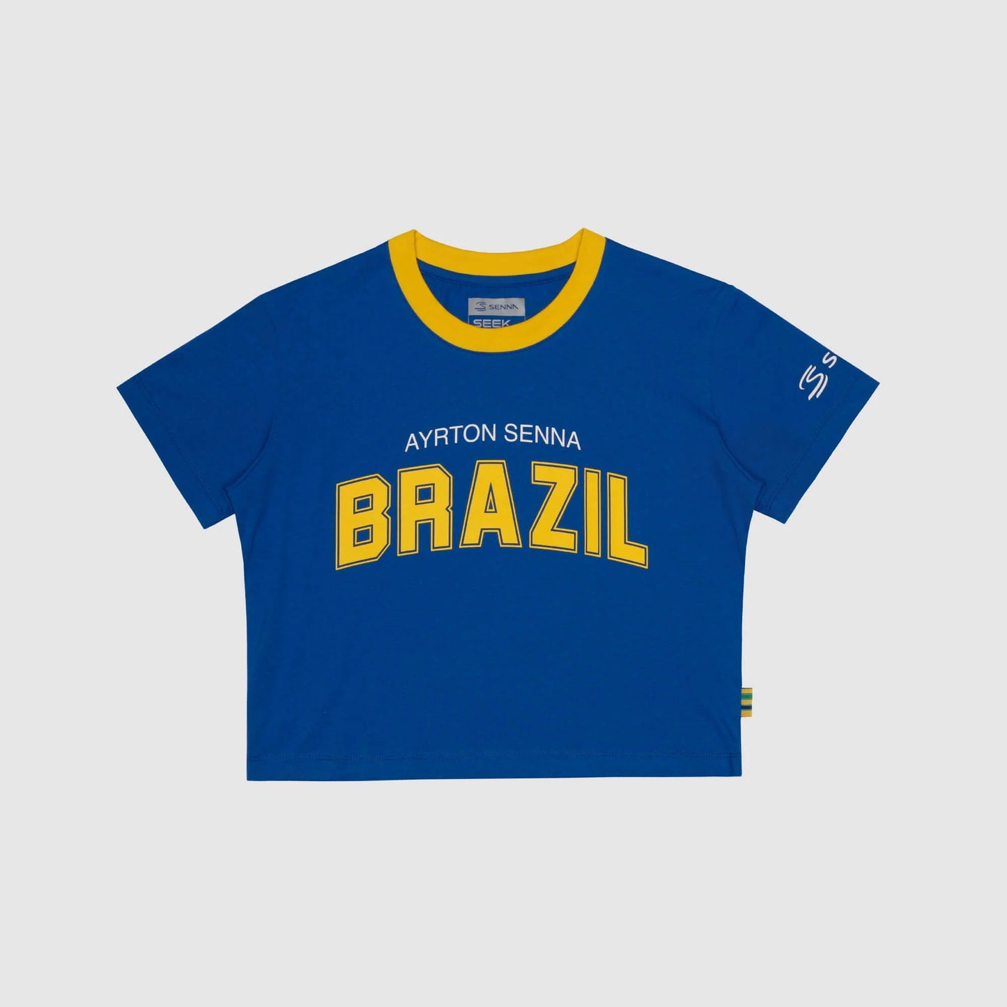 Ayrton Senna Women's Senna Brazil Crop T-shirt Blue 2026 - Fanwear