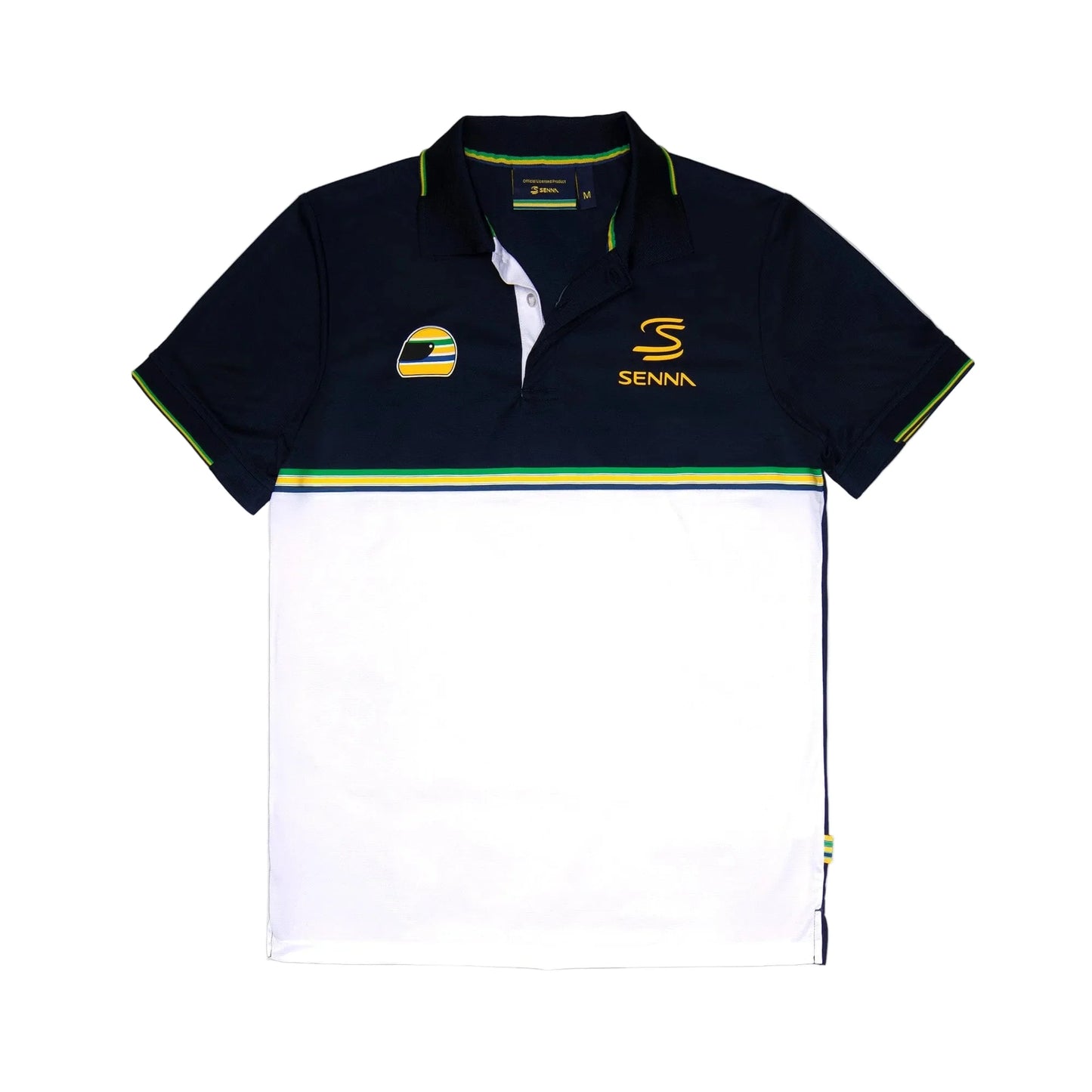 Ayrton Senna Men's Stripe Polyester Panel Polo Navy 2026 - Fanwear