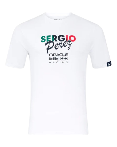 Red Bull Racing Kids Sergio Perez Flag T-Shirt White 2024-Fanwear