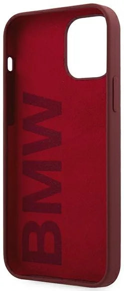 BMW iPhone 12 Pro Max Silicone Case - Metal Logo - Red