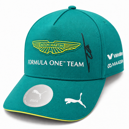 Aston Martin F1 Team Green Cap Fernando Alonso Signed