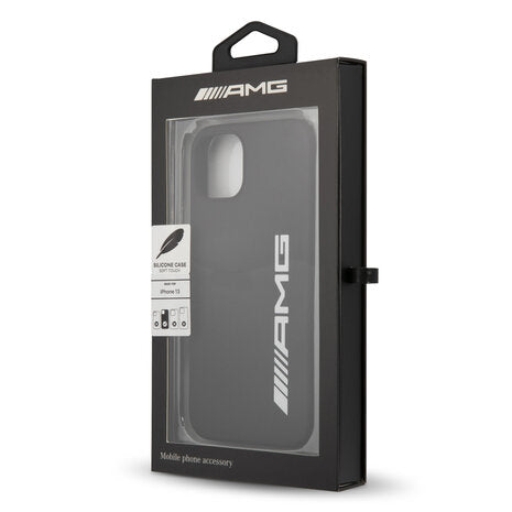 AMG iPhone 13 Hard Case - Silicone with Large White Logo - Black