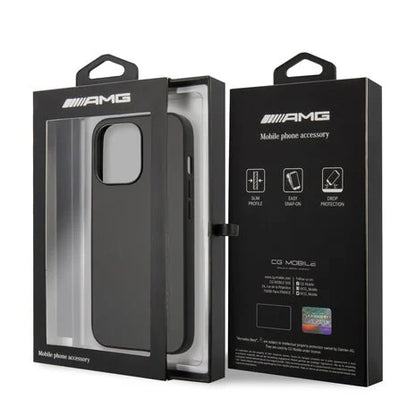 AMG iPhone 13 Pro Hard Case - Leather with Hot-Stamped Logo - Grey