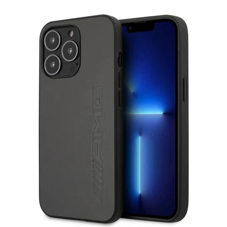 AMG iPhone 13 Pro Hard Case - Leather with Hot-Stamped Logo - Grey