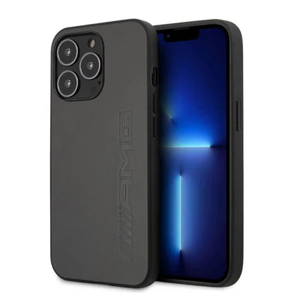 AMG iPhone 13 Pro Hard Case - Leather with Hot-Stamped Logo - Grey
