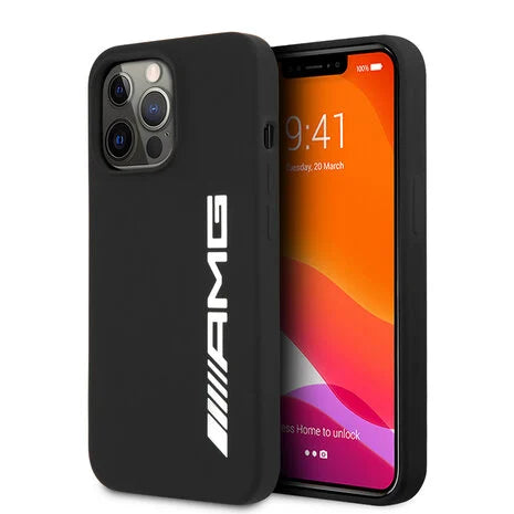 AMG iPhone 13 Pro Hard Case - Silicone with Large White Logo - Black