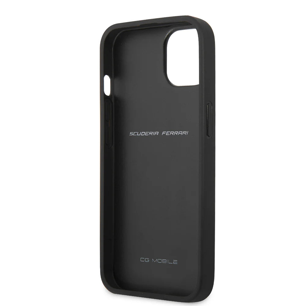 Ferrari iPhone 13 Hard Case - PU Carbon with Central Stripe - Red